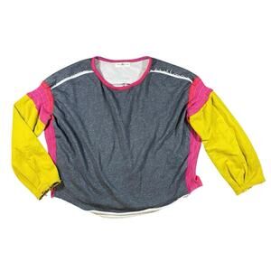 NATURAL LIFE Gray, Pink, and Yellow Crew Neck Sweater